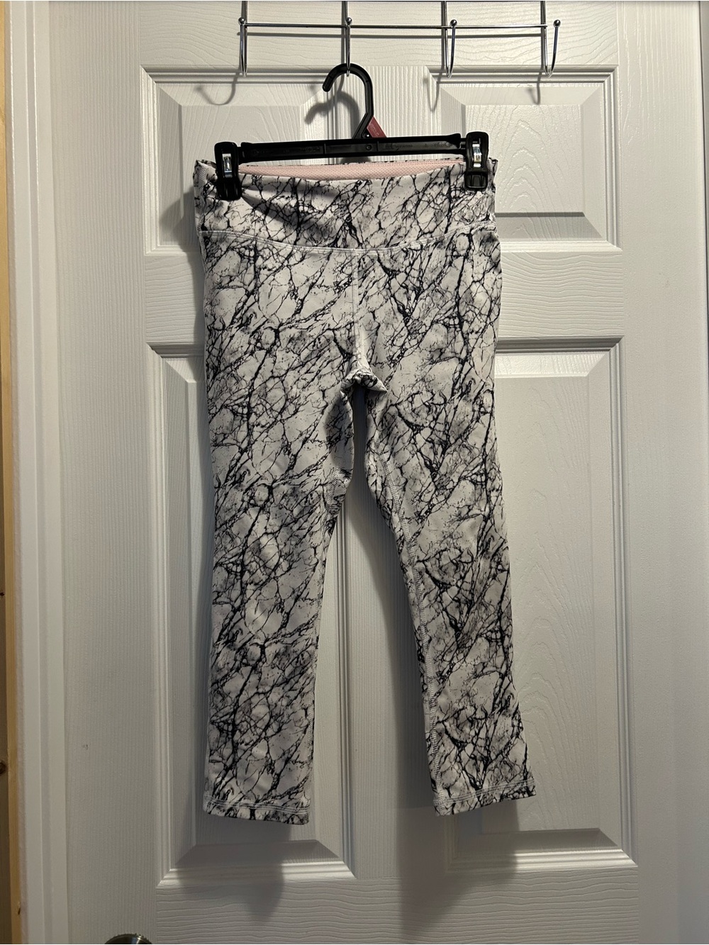 Marika White and Black Marble-Print Leggings